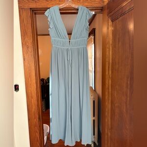 Lulu’s I’m all yours slate blue ruffled maxi dress